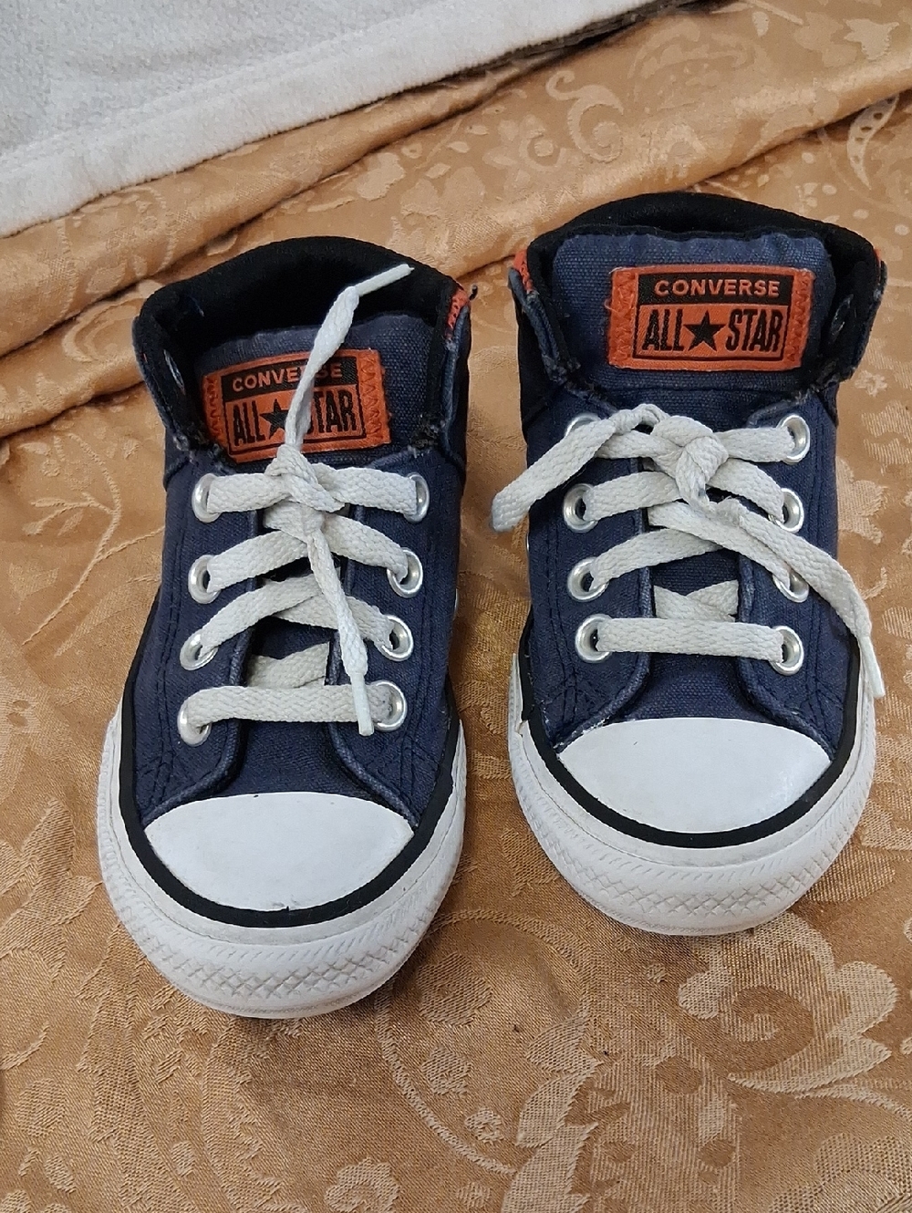 Converse Kids Navy Canvas Sneakers with White Accents..Seal Shoe Tag Back Match
